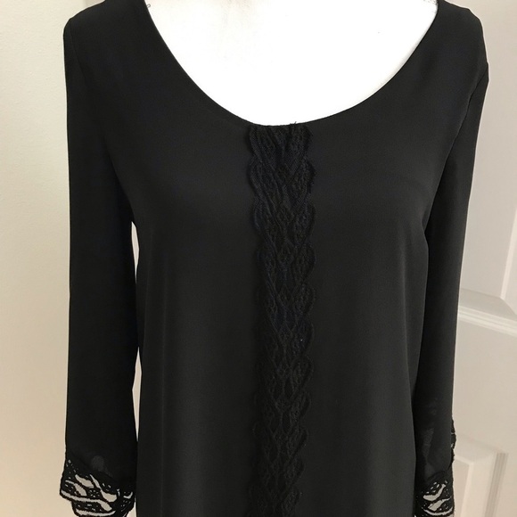 Astr Lace Panel Trim Shift Chiffon Dress Sz Sm - Picture 4 of 6